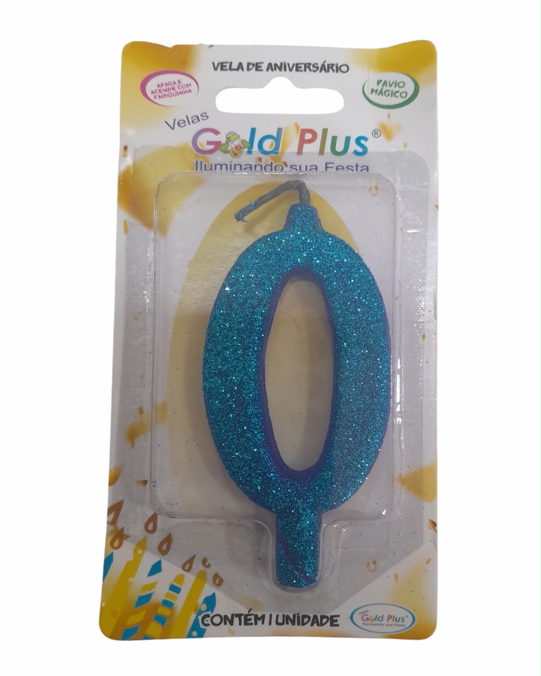 Vela Aniversario Azul Gold Plus N-0