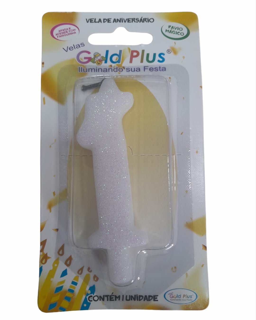 Vela Aniversario Branca Gold Plus N-1