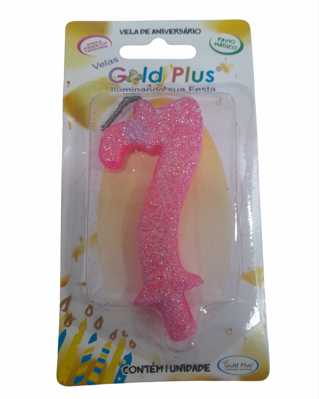Vela Aniversario Rosa Gold Plus N-7