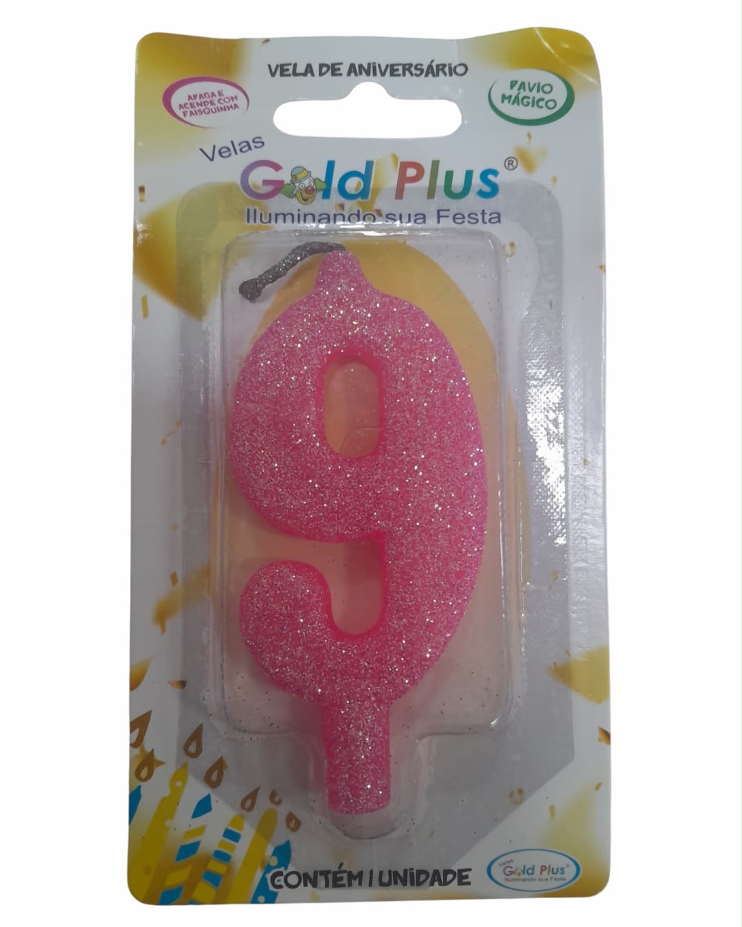 Vela Aniversario Rosa Gold Plus N-9
