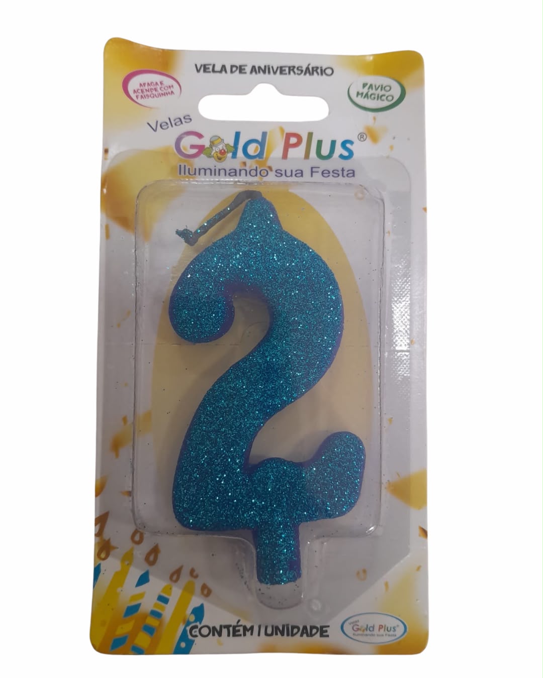 Vela Aniversario Azul Gold Plus N-2