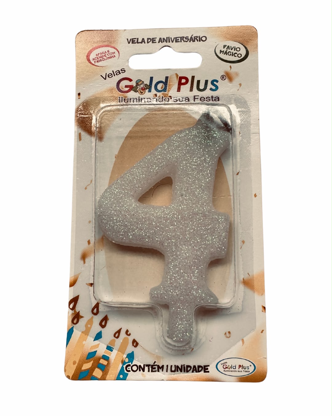 Vela Aniversario Branca Gold Plus N-4