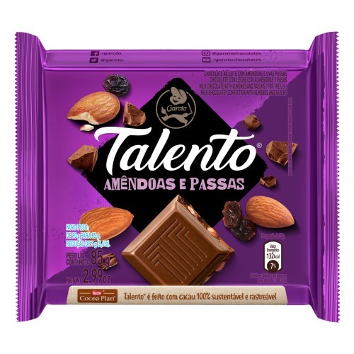 CHOC AMEND E PASSAS TALENTO 85G