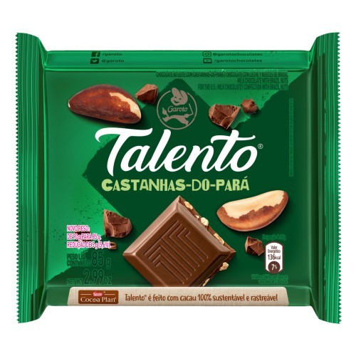 CHOC CASTANHA DO PARA TALENTO 85G