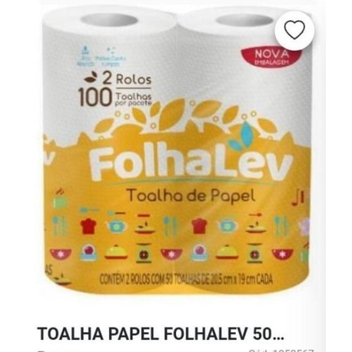 PAPEL TOALHA FOLHALEV 2X50 FOLHAS