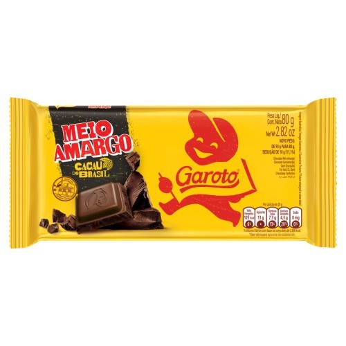 CHOC GAROTO MEIO AMARGO 80G