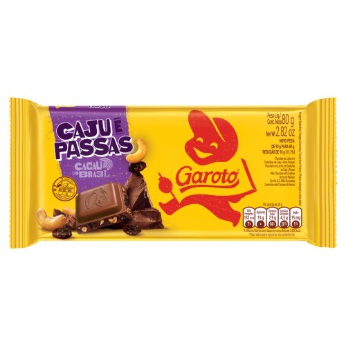 CHOC GAROTO CAJU E PASSAS 80G
