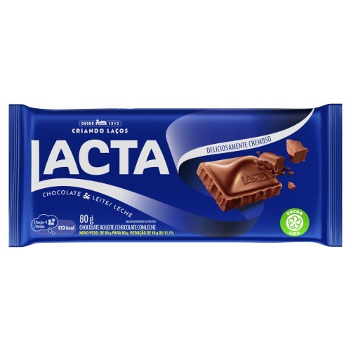 CHOC LACTA AO LEITE 80G