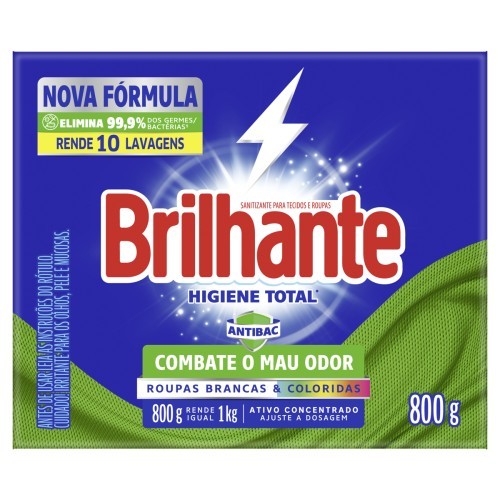 LAVA ROUPAS HIGIENE TOTAL BRILHANTE CX 800G